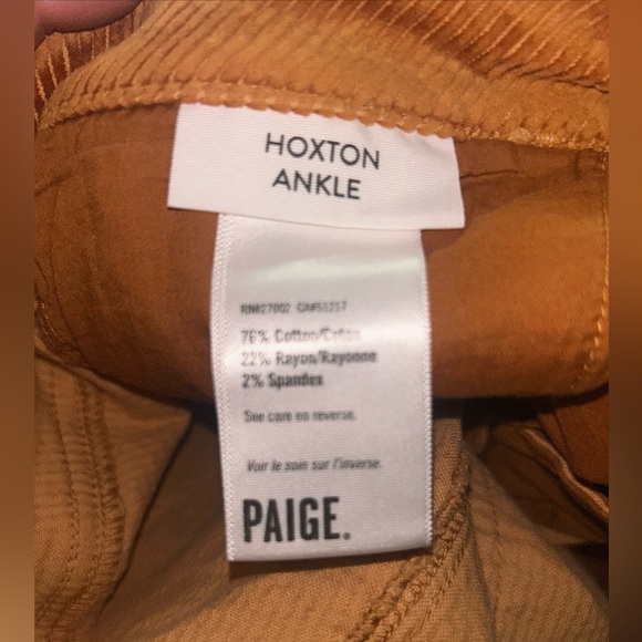 PAIGE Hoxton Ankle Skinny Corduroy Pants Marigold Size 28 Burnt Orange - Picture 5 of 8